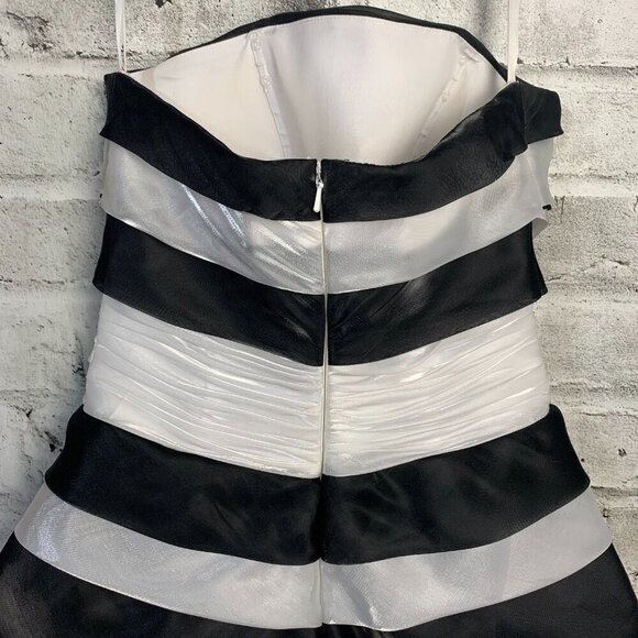 Xcite Impressions Striped Sleeveless Fit & Flair Tulle Formal Mini Dress - Picture 7 of 16
